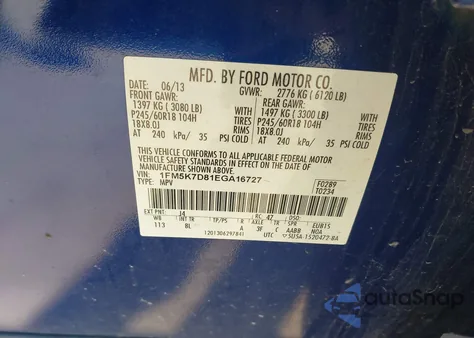 2014 Ford Explorer Xlt from USA, damaged, VIN 1FM5K7D81EGA16727